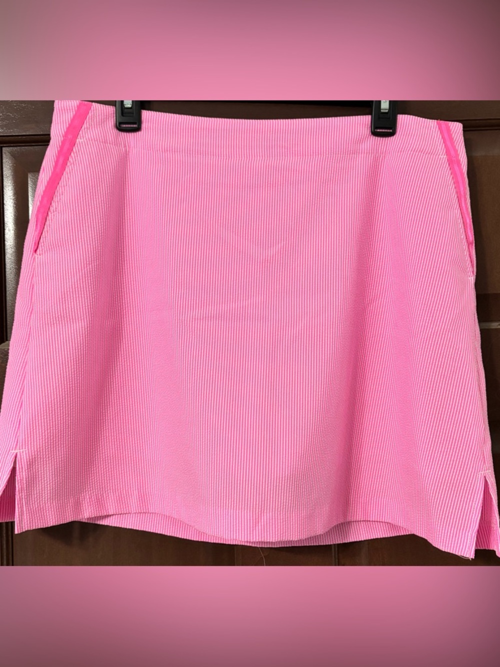 Lady Hagan sport skort pink and white stripes size 12